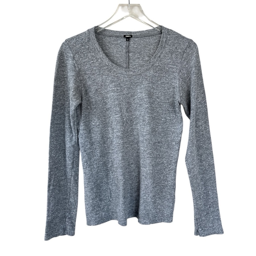 Monrow Fitted Long Sleeve Crew Granite Size Small